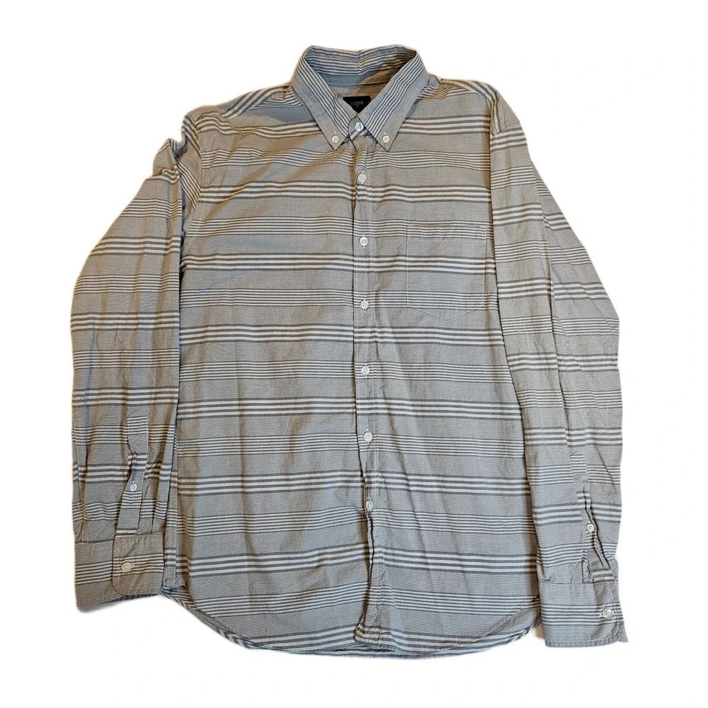 J. Crew‎ Size Large Gray Striped Button-Up Shirt